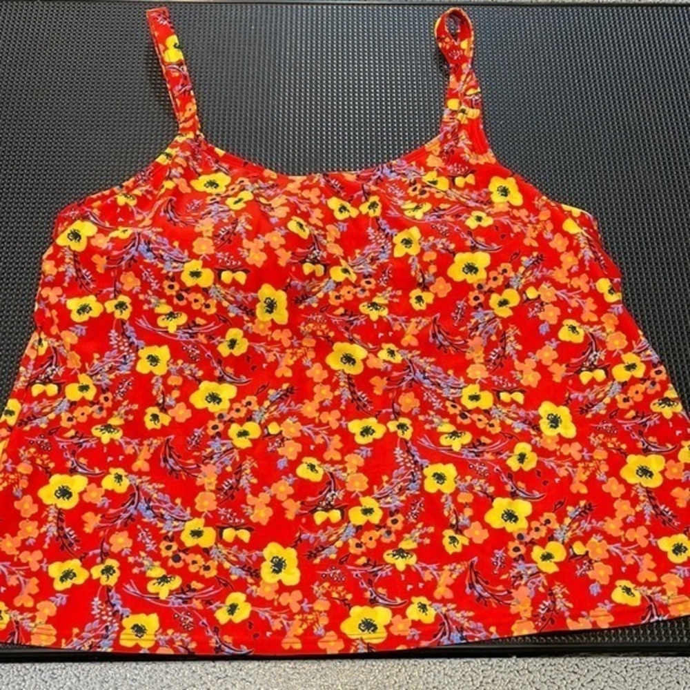 Basic Editions Floral Print Tankini Top Size 16